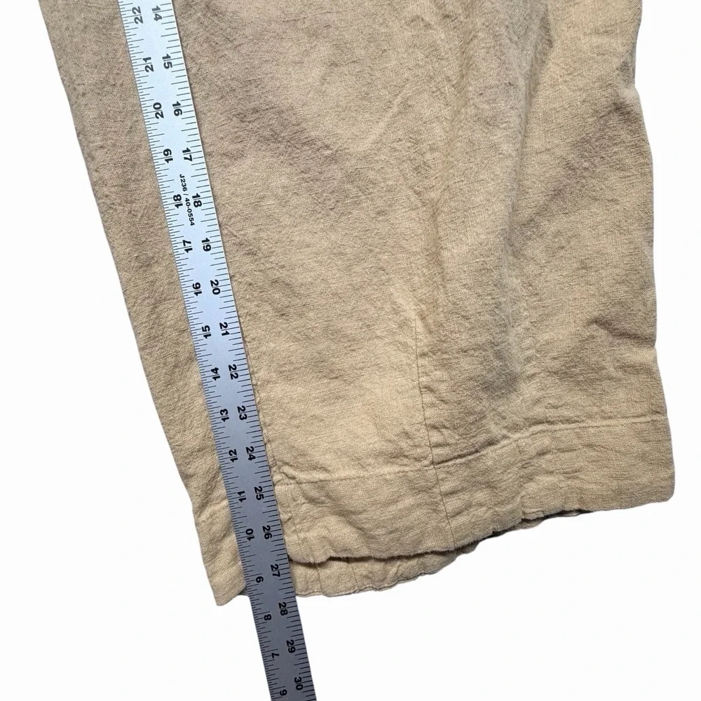 Free Est Free People Linen Blend Wide Leg Crop Pants Women's Large Beige